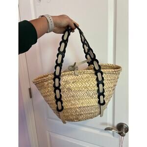Alohas Woven Straw Basket Tote Bag